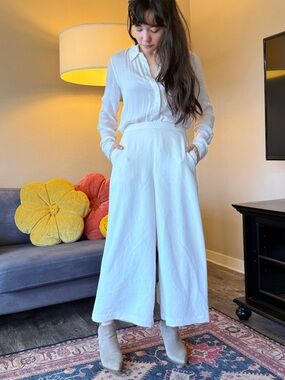 Wilfred Ivory Wide-Leg Culotte Pants